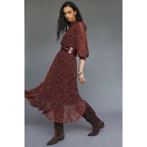 FARM Rio Paisley Midi Dress in Burgundy